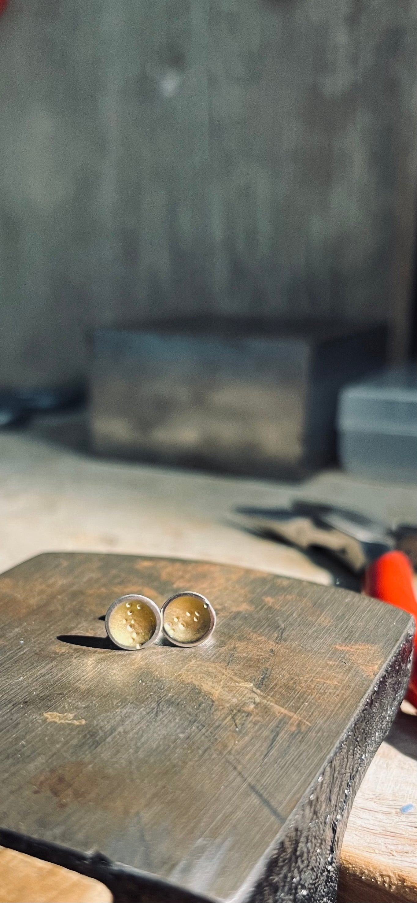 Galaxy Stud Earrings Sterling Silver with Gold Plated Detail