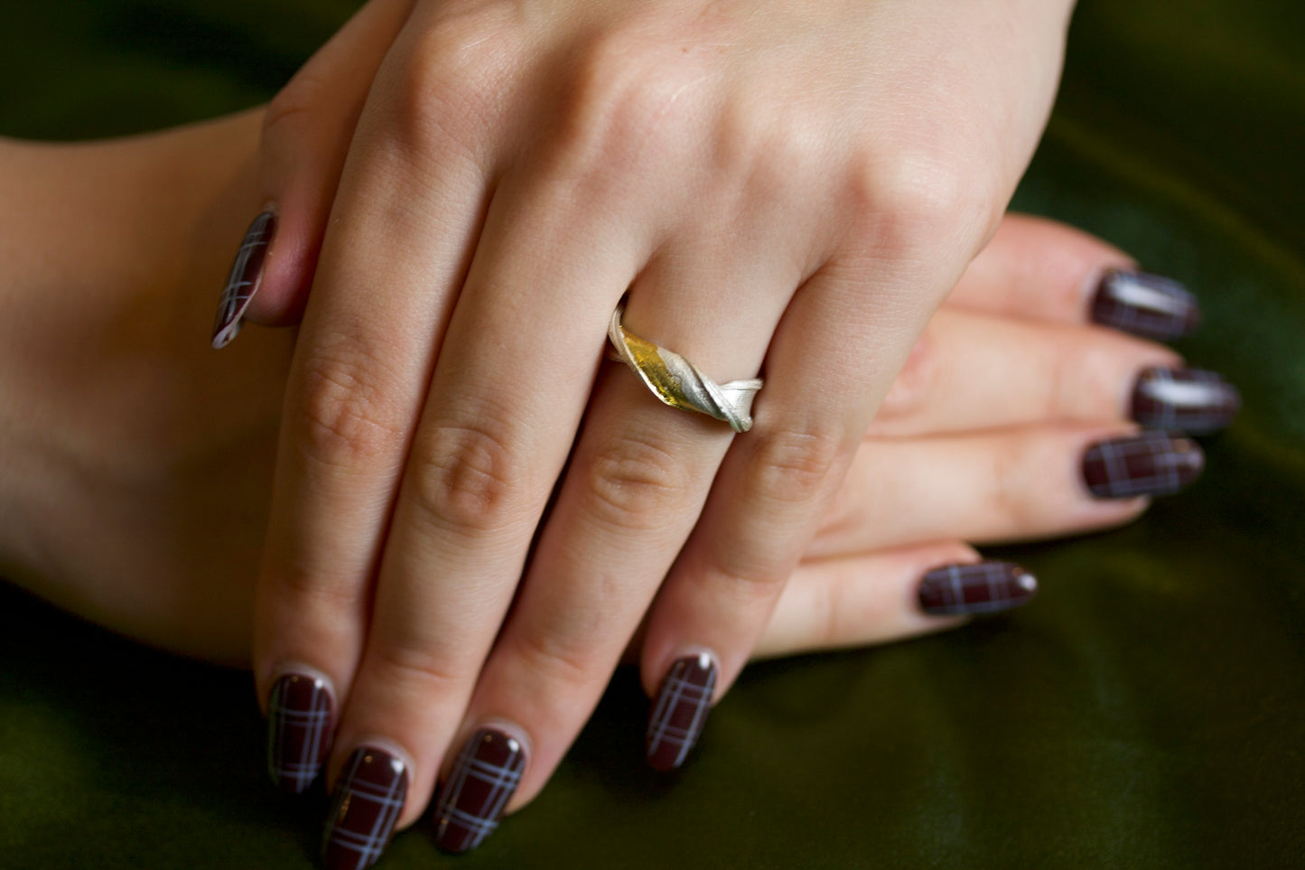 Sterling Silver Mitsuro Hikime Ring with Keum Boo Gold Detail