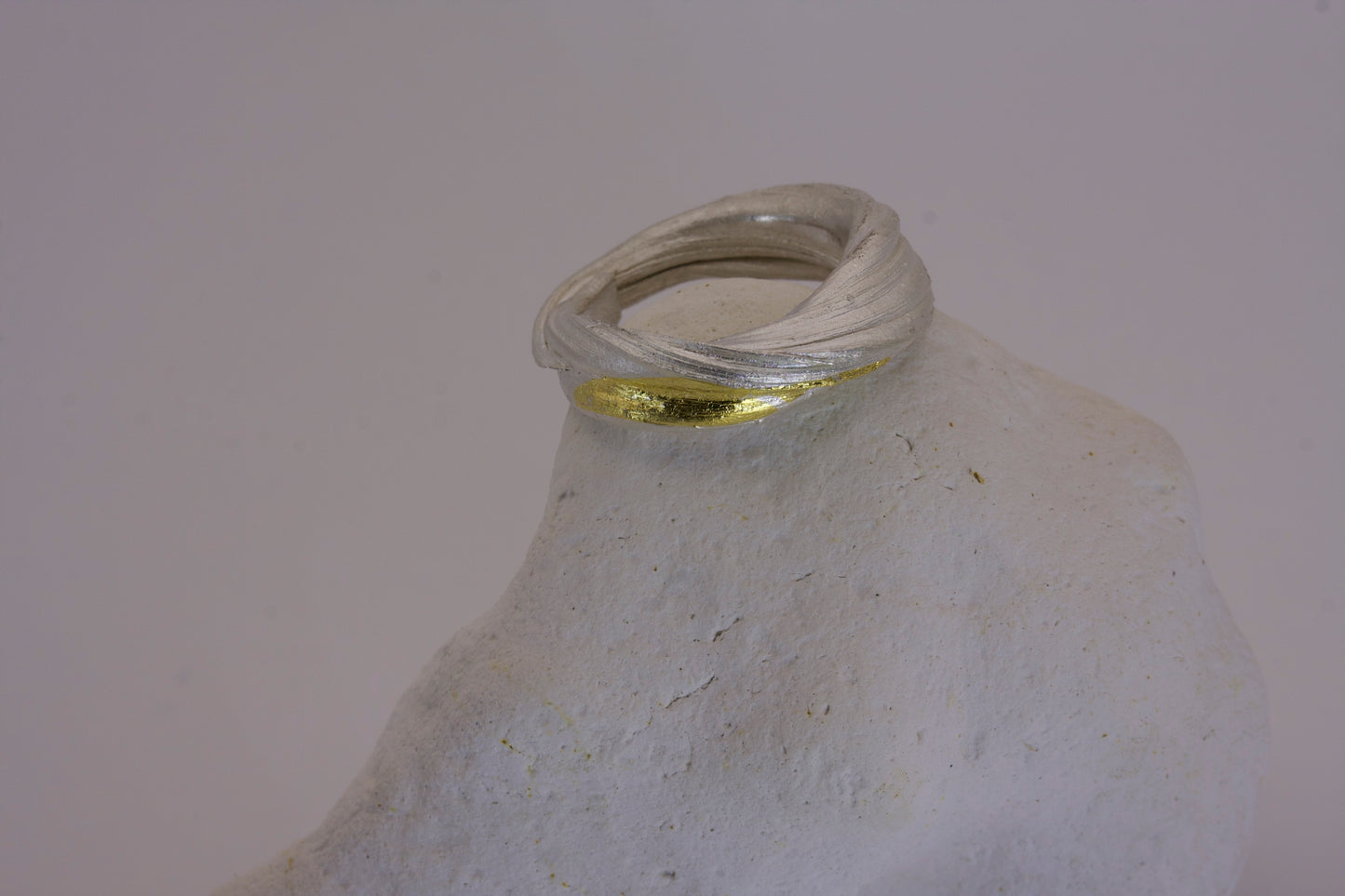 Sterling Silver Mitsuro Hikime Ring with Keum Boo Gold Detail size P