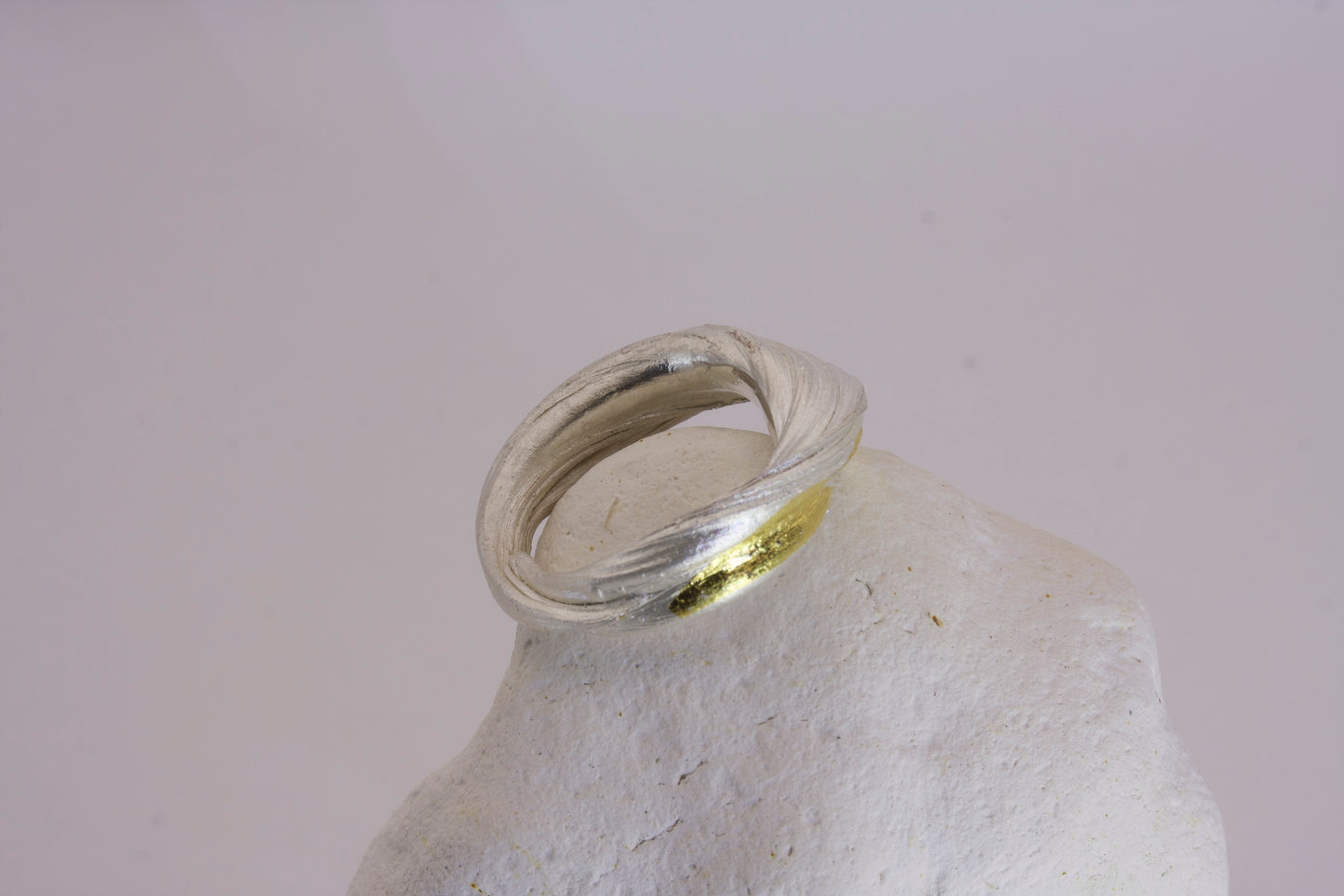 Sterling Silver Mitsuro Hikime Ring with Keum Boo Gold Detail size P