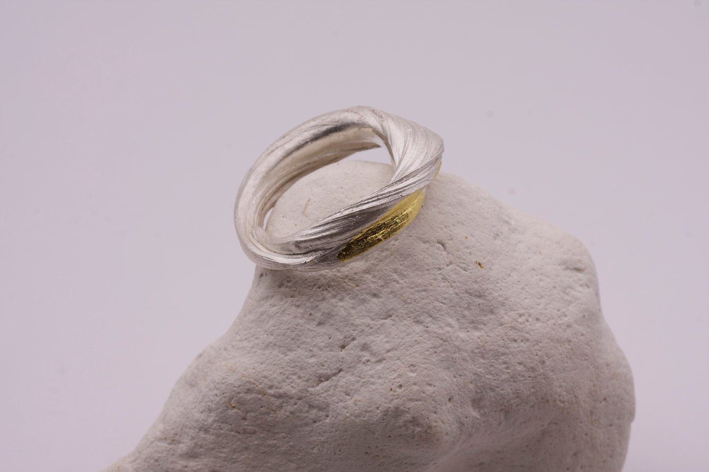 Sterling Silver Mitsuro Hikime Ring with Keum Boo Gold Detail size P