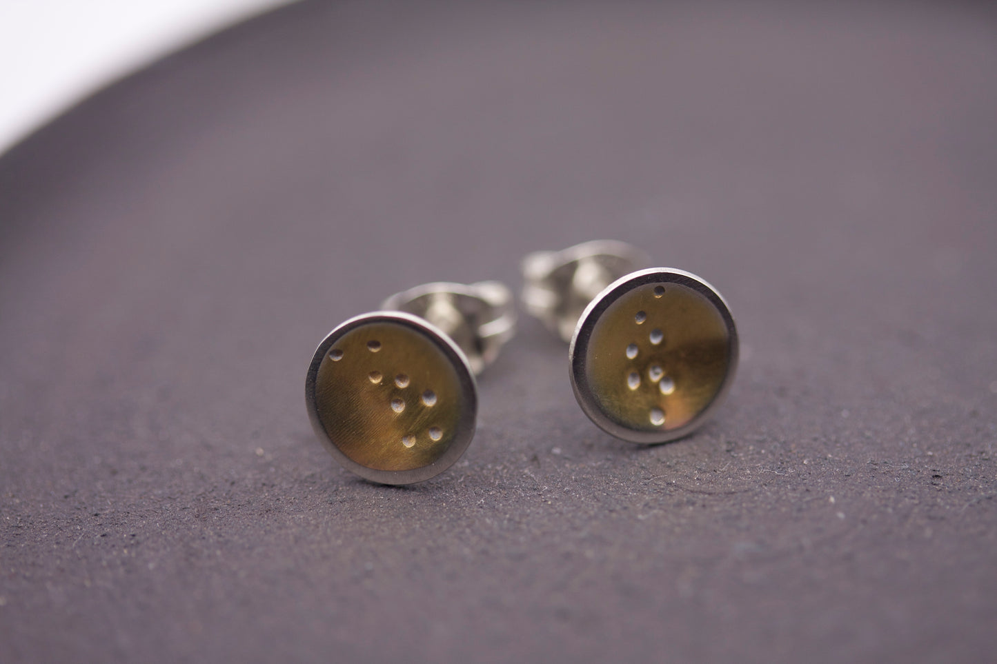 Galaxy Stud Earrings Sterling Silver with Gold Plated Detail