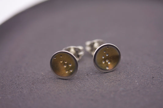 Galaxy Stud Earrings Sterling Silver with Gold Plated Detail