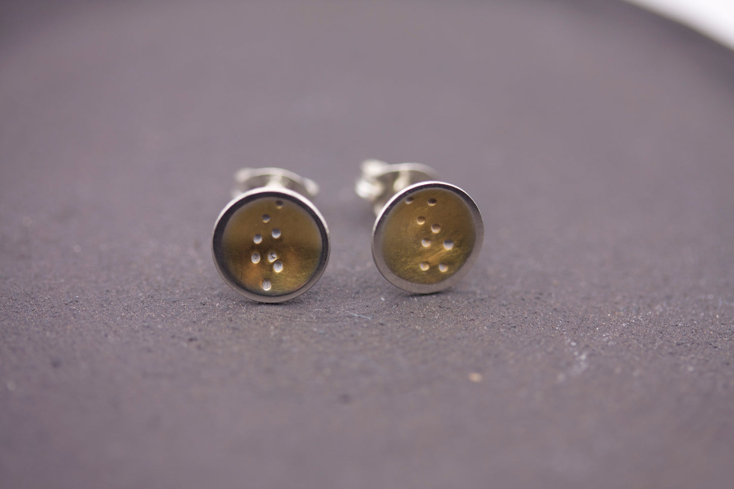 Galaxy Stud Earrings Sterling Silver with Gold Plated Detail
