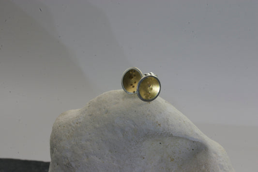 Galaxy Stud Earrings Sterling Silver with Gold Plated Detail