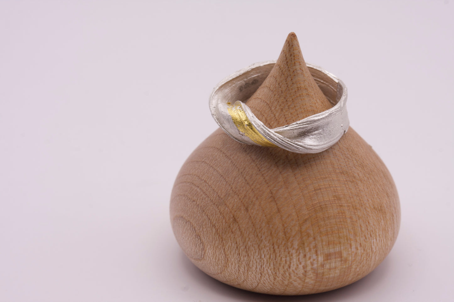 Sterling Silver Mitsuro Hikime Ring with Keum Boo Gold Detail