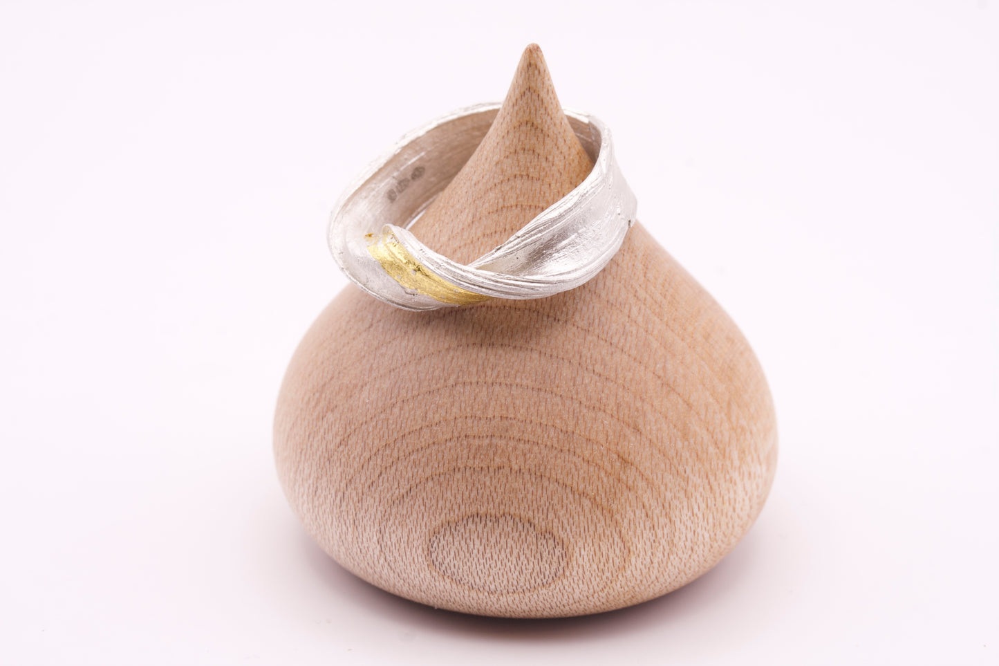 Sterling Silver Mitsuro Hikime Ring with Keum Boo Gold Detail